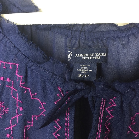 AEO Navy Peasant Blouse - size Small - Picture 4 of 8